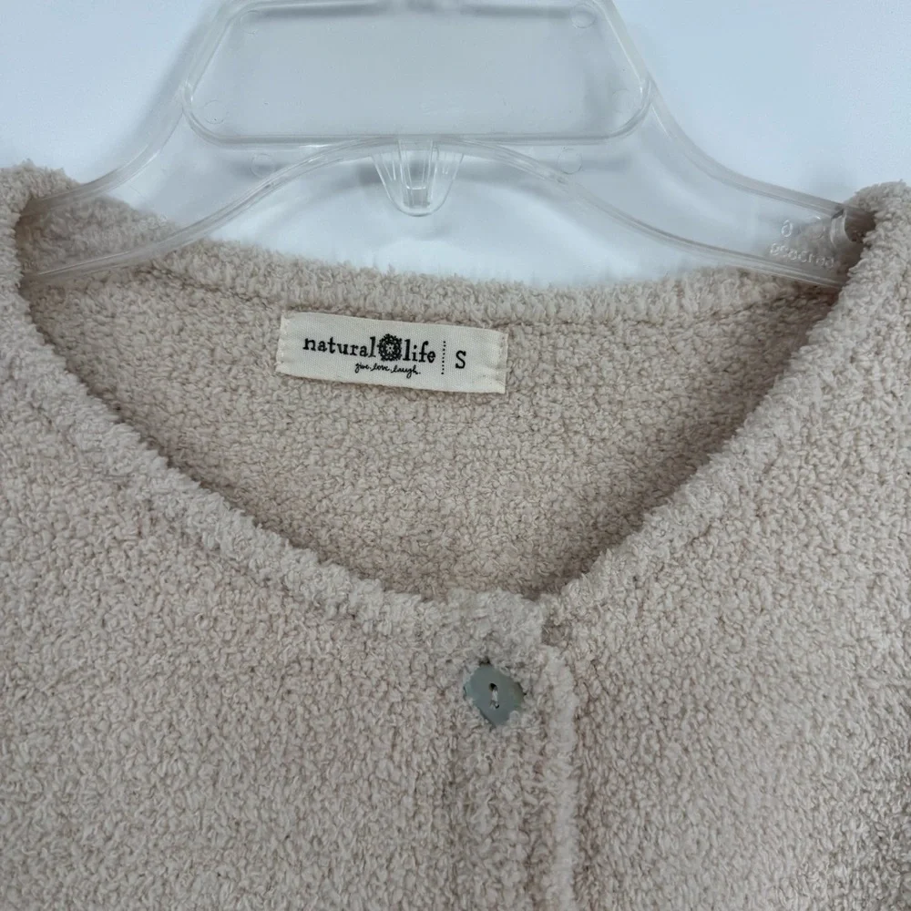 Natural Life Cardigan Sweater Size Small Cream Fuzzy Button Up Cottagecore - Picture 4 of 7